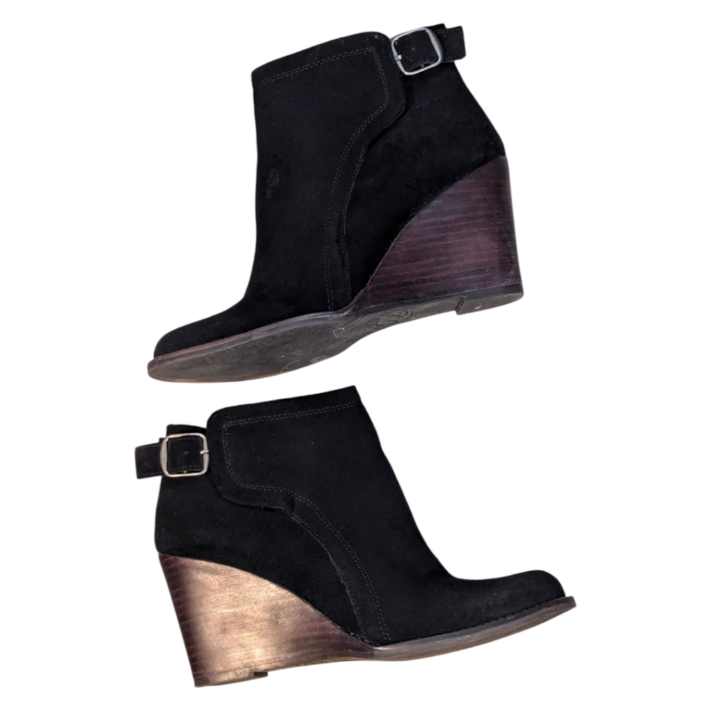 Lucky Brand Yasine Black Wedge Booties Size 7.5